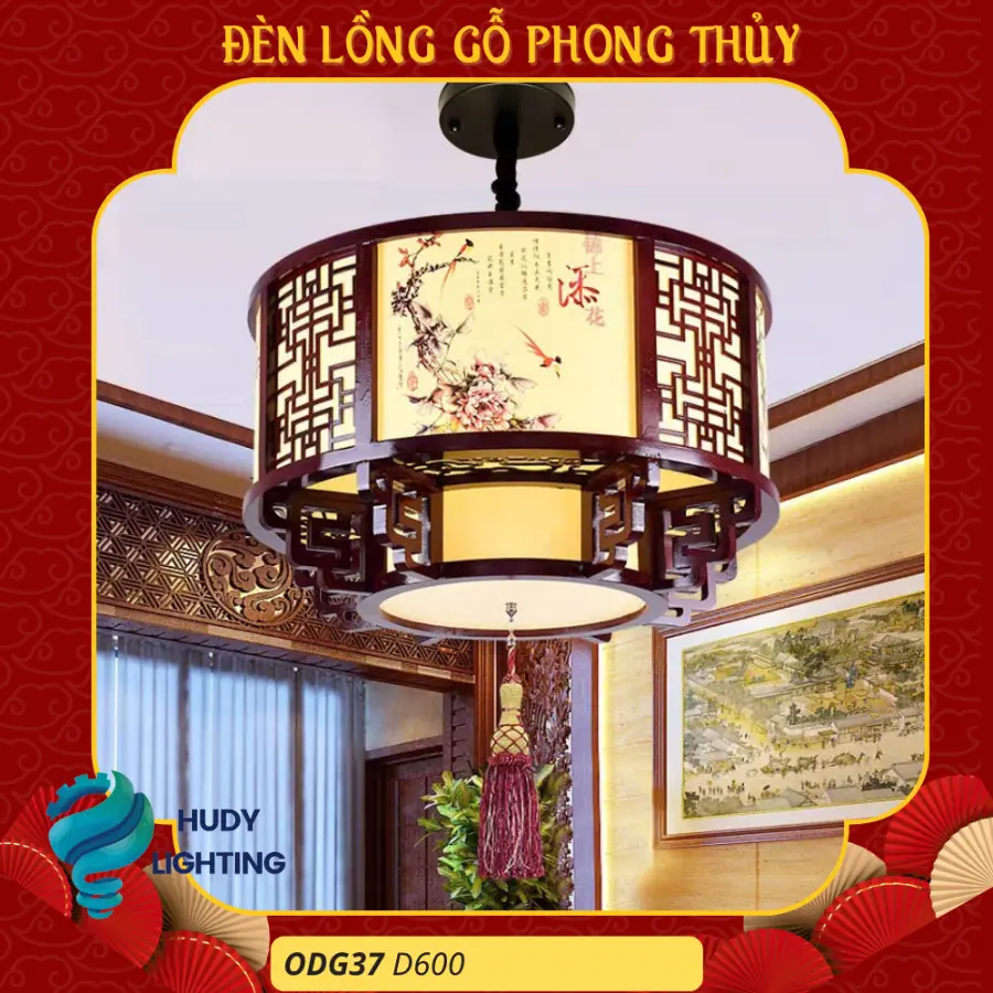 Đèn Thả Trần Phòng Thờ Gỗ HD-ODG38