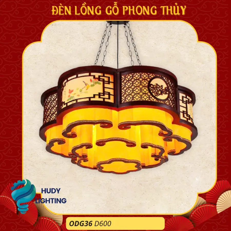 Đèn Thả Trần Phòng Thờ Gỗ HD-ODG36