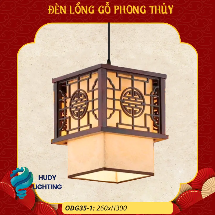 Đèn Thả Trần Phòng Thờ Gỗ HD-ODG35-1