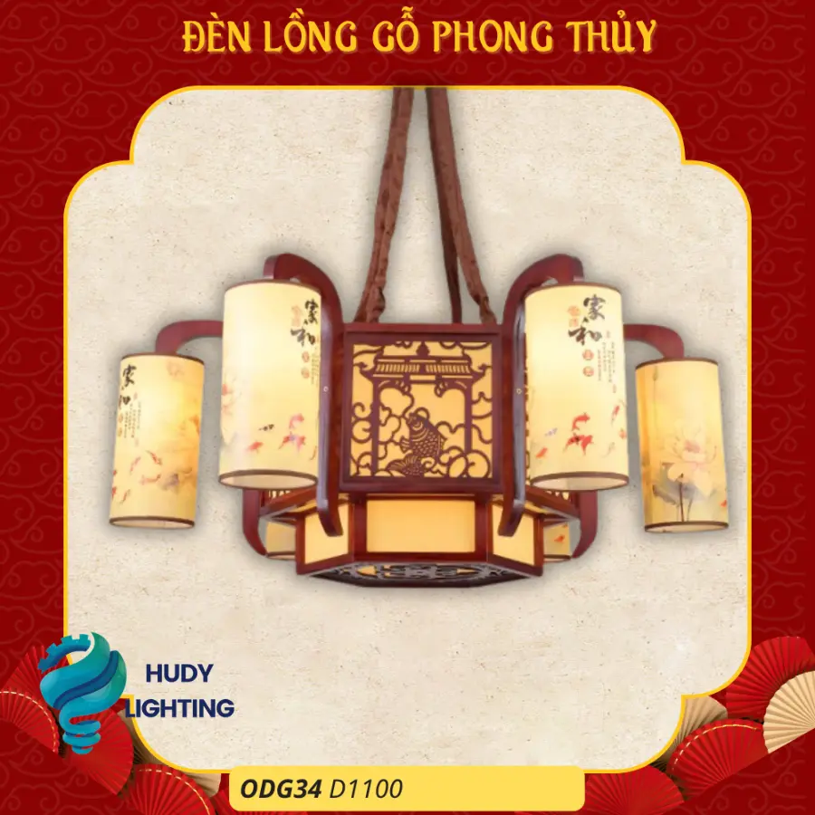 Đèn Thả Trần Phòng Thờ Gỗ HD-ODG34
