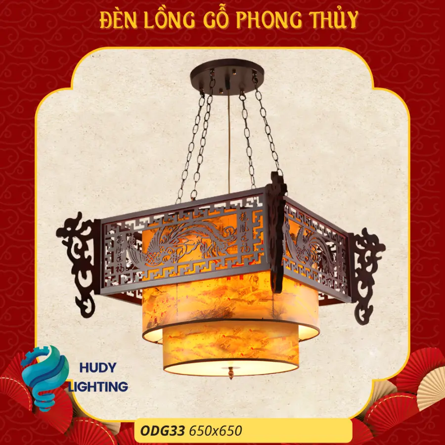 Đèn Thả Trần Phòng Thờ Gỗ HD-ODG33