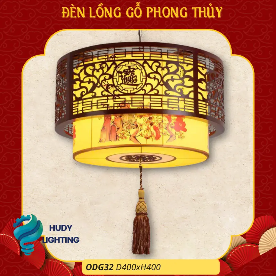 Đèn Thả Trần Phòng Thờ Gỗ HD-ODG32