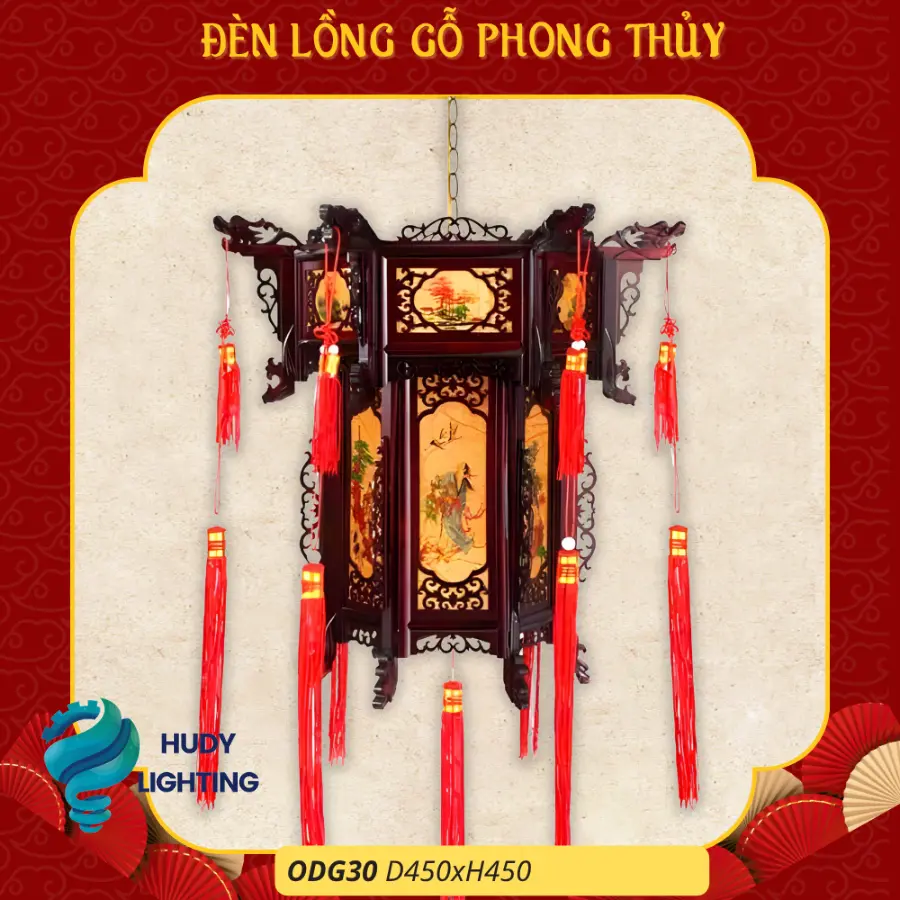 Đèn Thả Trần Phòng Thờ Gỗ HD-ODG30