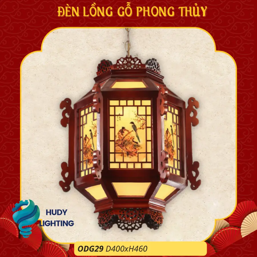Đèn Thả Trần Phòng Thờ Gỗ HD-ODG28