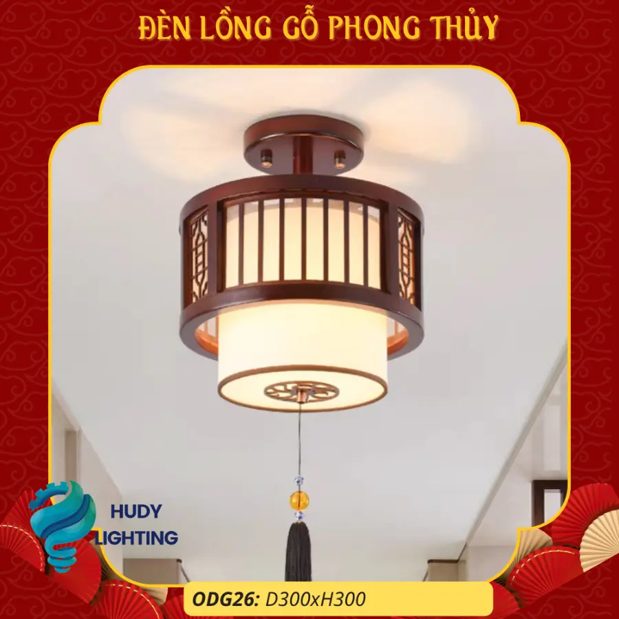 Đèn Thả Trần Phòng Thờ Gỗ HD-ODG26