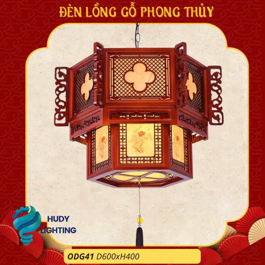 Đèn Thả Trần Phòng Thờ Gỗ HD-ODG41