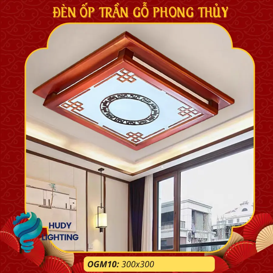 Đèn Ốp Trần Gỗ Trang Trí Phòng Thờ HD-OGM05