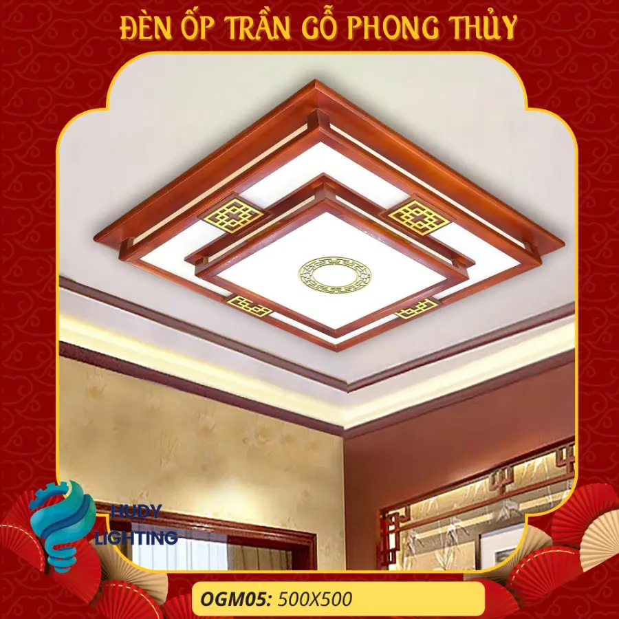 Đèn Ốp Trần Gỗ Trang Trí Phòng Thờ HD-OGM05